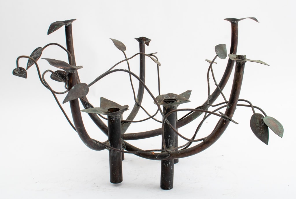 Modernist Metal Leaf-Form 9 Light Candelabra (1 of 6)