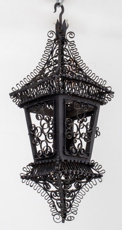 Arts & Crafts Iron Filigree Pendant Lantern (1 of 8)