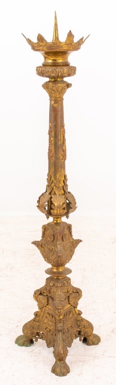Monumental Gilt Metal Church Candelabra, 19th C. (1 of 8)