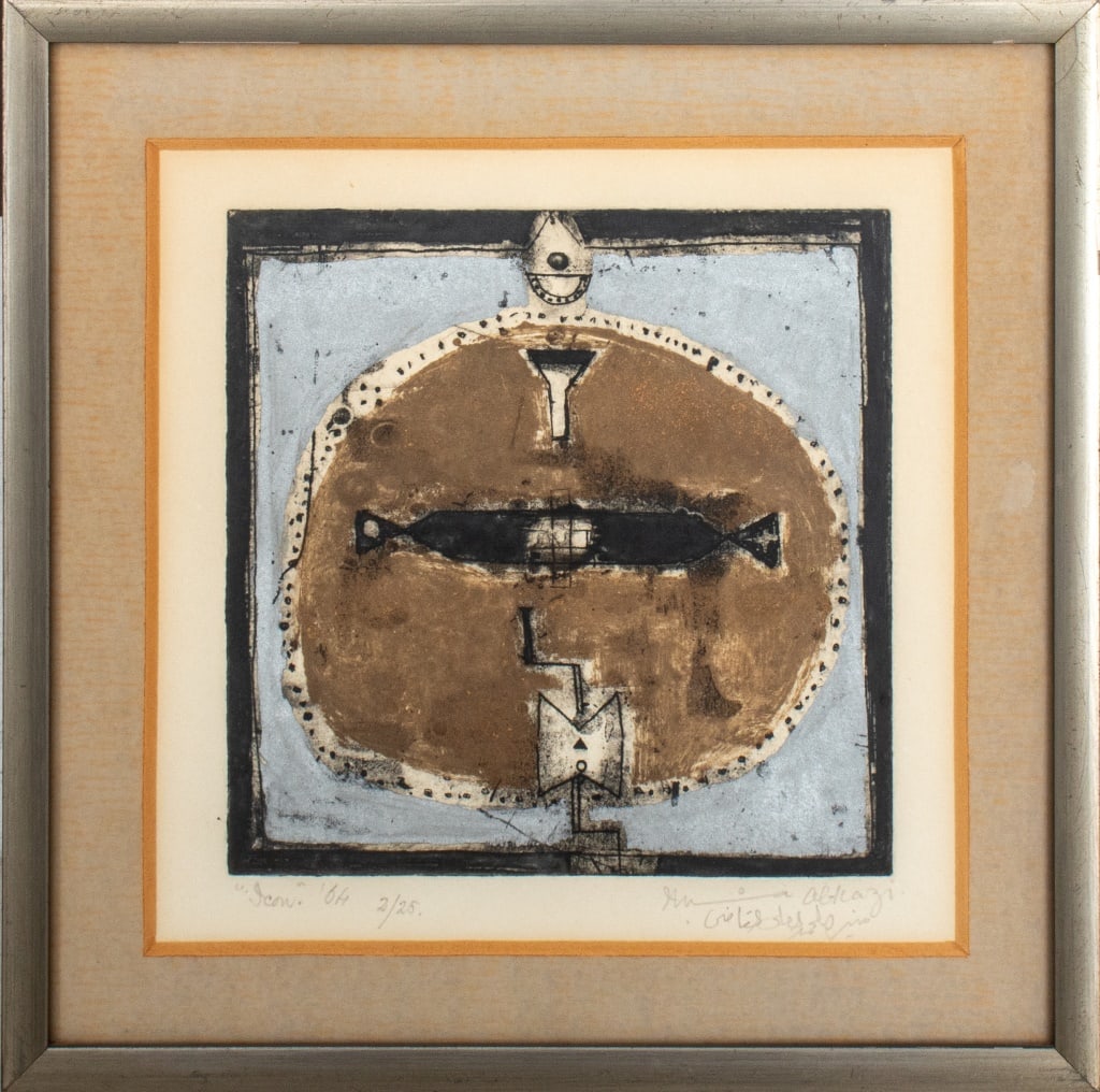 Munira Al-Kazi "Icon" Etching on Paper, 1964 (1 of 10)