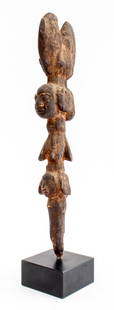 Nigerian Yoruba Oshe Shango or Dance Baton: Nigerian Yoruba "Oshe Shango" or Dance Baton, likely 20th Century. 16" H x 3" W x 3" D. Provenance: From a 50 Madison Avenue estate. Keywords: Yoruba, African Sculpture, Nigeria