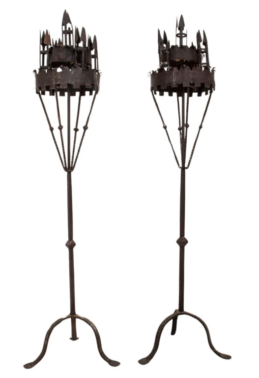 Hispano-Mauresque Wrought Iron Prickets, Pair (1 of 10)