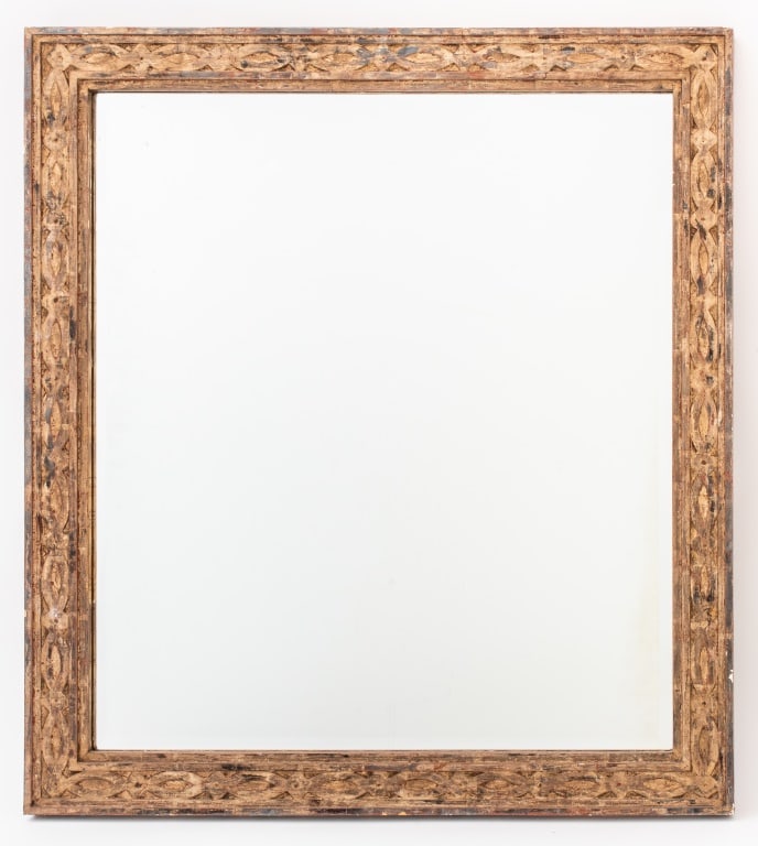 Silver-Tone Gilt Wood Geometric Pattern Mirror (1 of 3)