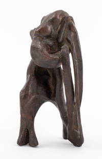 Abstract Expressionist Patinated Bronze Sculpture: Abstract Expressionist Patinated Bronze Sculpture comprising folded shapes and curves resembling figures, apparently unsigned, probably New York School. 7.5" H x 4" W x 2.5" D. Provenance: From a Manh