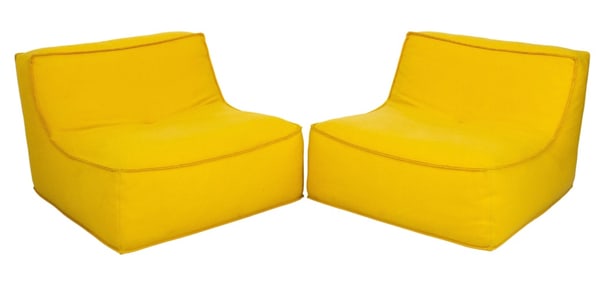 Verzelloni "Zoe" Yellow Fabric Armchairs, Pair