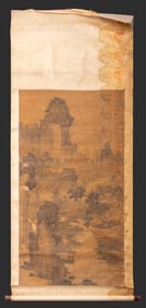 Chinese Mountainous Landscape Scroll Painting