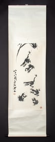 After Qi Baishi Frogs Scroll Painting