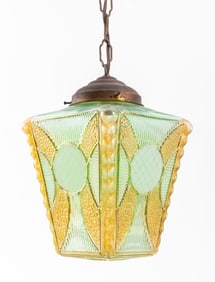 Art Deco Revival Green Glass Ceiling Light