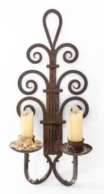 Arts & Crafts Wrought Iron 2-Arm Wall Sconce