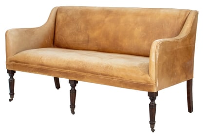 Regency Style Leather Upholstered Sofa