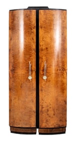 Art Deco Two Door Burl Walnut Armoire