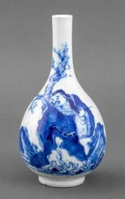 Chinese Kangxi Mark Blue & White Porcelain Vase