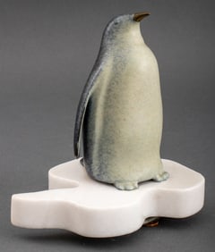 Scott Hanson Bronze Penguin Revolving Sculpture