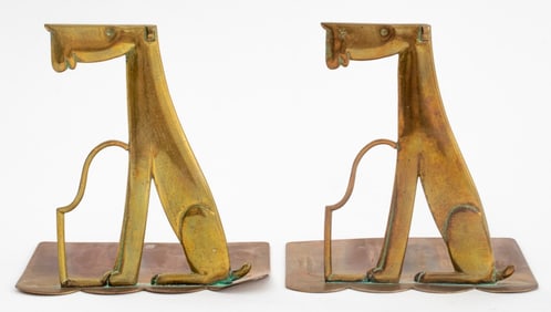 Franz Hagenauer Brass Schnauzer Bookends, Pair