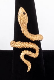 14K Yellow Gold Snake Ring