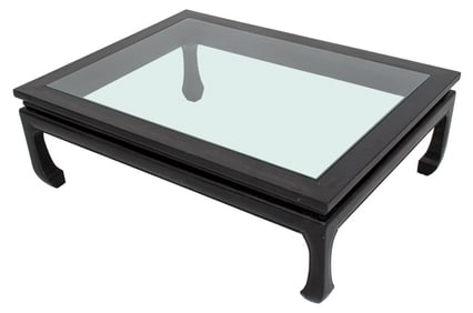 Chinese Glass Top Zitan Low Table