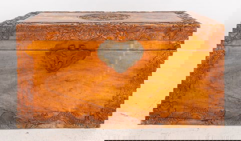 Chinese Aromatic Wood Dragon Chest, 20th C.