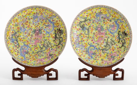 Chinese Qianlong Famille Rose Eggshell Dishes, 2