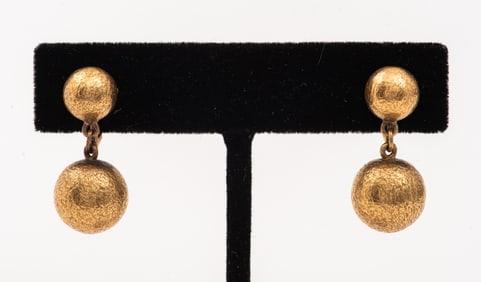 14K Yellow Gold Ball Drop Ear Clips