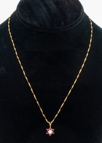 14K Star Of David Judaica Ruby & Diamond Necklace