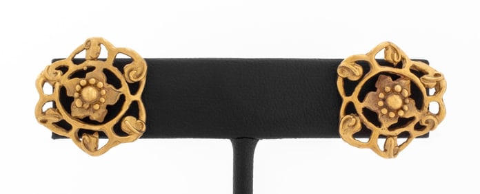 14K Yellow Gold Floriform Earrings