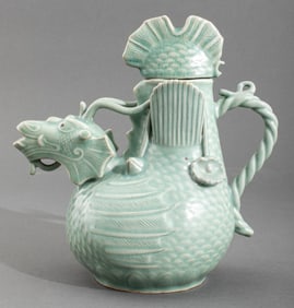 Korean Goryeo Style Celadon Glazed Dragon Ewer