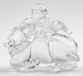 Rock Crystal Carving of Boy Riding Ox