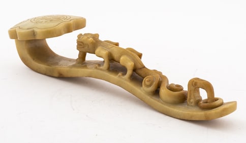 Chinese Soapstone Dragon Pixiu Ruyi Scepter