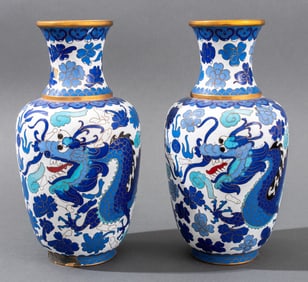 Chinese Cloisonne Enamel Dragon Vases, 2
