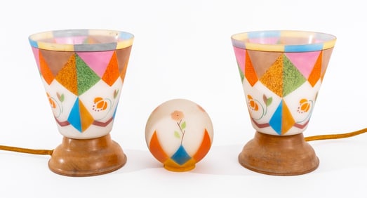 H.G. McFaddin Bellova Art Glass Uplight Lamps, 3