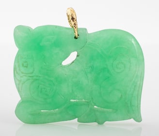 Chinese Carved Jade Deer Pendant