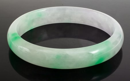 Chinese Mottled Green & White Jade Baby Bangle