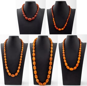Graduated Amber Bead Necklaces, 5