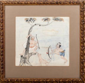 Sino-Tibetan Ink on Fabric Fragment