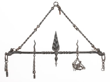 Arts & Crafts Wrought Iron Fireplace Hanger