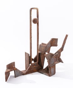 Brutalist Metal Found Object Abstract Sculpture