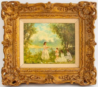 After Eugenio Dumont Picnic Landscape Oil