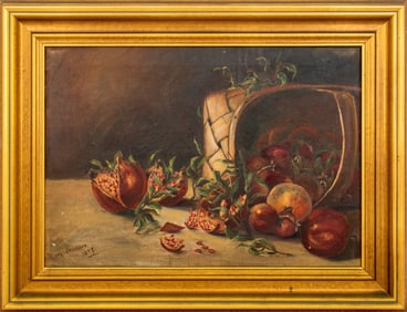Mary Stringer "Basket & Pomegranates" Oil, 1897