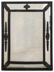 Venetian Carved Ebonized Wood Mirror, 19th C.