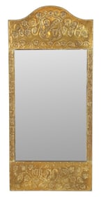 European Repousse Brass Mirror