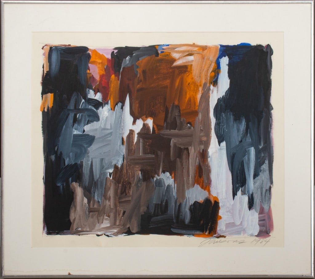 Andrew Jansons Abstract Gouache on Paper, 1984 (1 of 10)