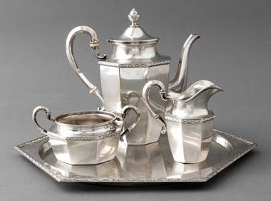 German Korner & Proll 800 Silver Tea Set, 4 (1 of 12)