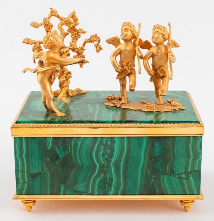 Russian Gilt Metal and Malachite Box (1 of 10)