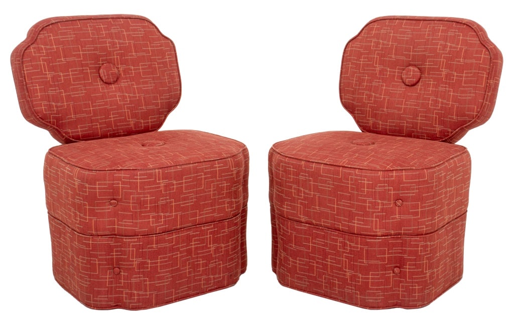 Mid-Century Modern Upholstered Slipper Chairs, Pr (1 of 7)