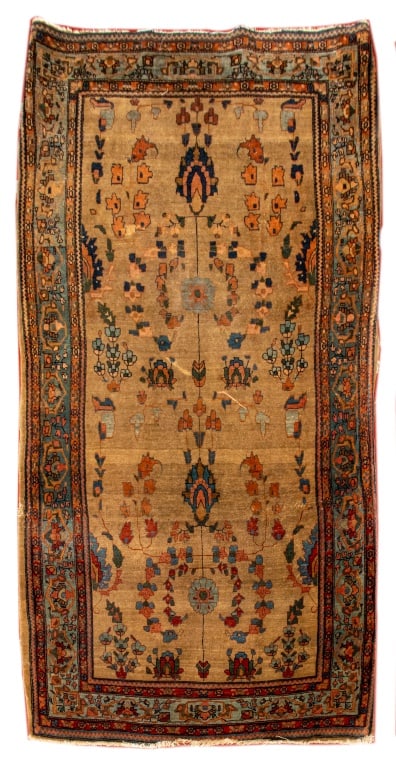 Persian Antique Sarouk Rug, 5' 9" x 3': Persian Antique Sarouk Rug. 5' 9" L x 3' W. Provenance: From a New York City collection. Keywords: Area rug, Wool, Floral design, Carpet, Textiles