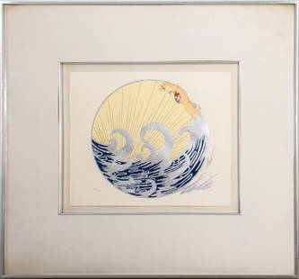 Erte "The Wave" Serigraph on Paper: Erte (Romain de Tirtoff; Russian/French, 1892-1990), "The Wave," Serigraph on Paper, edition: 69/300, signed in plate and in pencil lower right, limited edition from the Collector's Circle, published