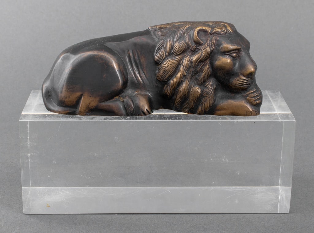 Grand Tour Style Bronze Reclining Lion Sculpture (1 of 9)