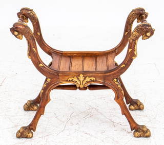 Renaissance Revival Style Carved & Gilt Wood Bench (1 of 7)