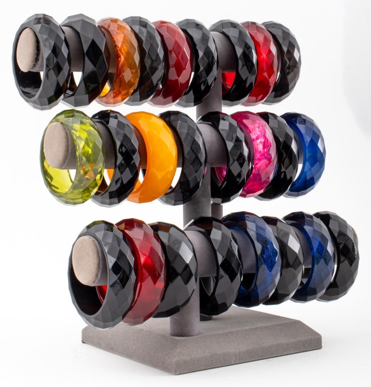 Diamond Faceted Resin Bangle Bracelets, 25 (1 of 6)