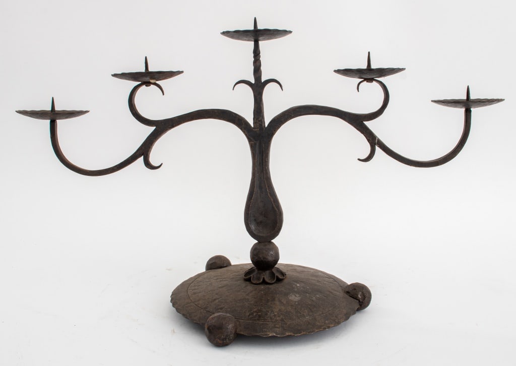 Arts & Crafts Wrought Iron 5-Light Pricket Stick (1 of 8)